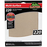 Gator 4443 Sanding Sheet, 11 in L, 9 in W, 220 Grit, Extra Fine, Aluminum Oxide Abrasive