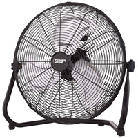 PowerZone LF-18 Floor Fan, 120 VAC, 18 in Dia Blade, 3-Blade, 3-Speed, 3 Speed, 360 deg Rotating, Black