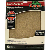 Gator 4444 Sanding Sheet, 9 in L, 11 in W, 60, 100, 150, 220 Grit, Coarse/Extra Fine/Fine/Medium