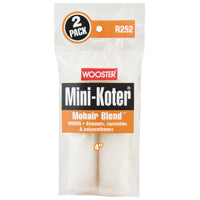 WOOSTER Mini-Koter R252-4 Mini Roller, 1/4 in Thick Nap, 4 in L, Mohair/Polyester Cover