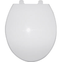 ProSource Q-328-WH Toilet Seat, Round, Polypropylene, White, Plastic Hinge