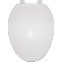 ProSource Q-019-WH Toilet Seat, Elongated, Polypropylene, White, Plastic Hinge