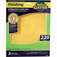 Gator 7266 Sanding Sheet, 11 in L, 9 in W, 220 Grit, Extra Fine, Aluminum Oxide Abrasive