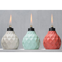 TIKI 1117027 Tabletop Torch, 6 in H, Fiberglass/Glass, Assorted, Semi-Gloss