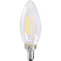 Sylvania 40794 Natural LED Bulb, Decorative, B10 Blunt Tip Lamp, 40 W Equivalent, E12 Lamp Base, Dimmable, Clear
