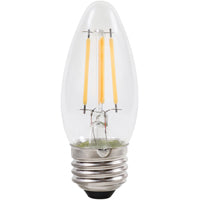 Sylvania 40793 Natural LED Bulb, Decorative, B10 Blunt Tip Lamp, 40 W Equivalent, E26 Lamp Base, Dimmable, Clear
