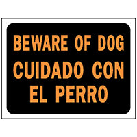 HY-KO Products 3060 BI-LING Beware of Dog Plastic Sign, 8.5" x 12", Orange/Black