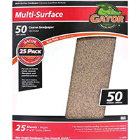 Gator 3267 Sanding Sheet, 11 in L, 9 in W, 50 Grit, Coarse, Aluminum Oxide Abrasive