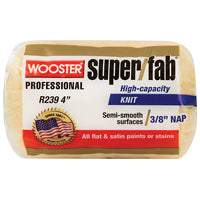 WOOSTER R239-4 Paint Roller Cover, 3/8 in Thick Nap, 4 in L, Knit Fabric Cover, Golden Yellow