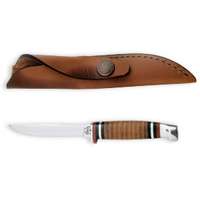 CASE 379 Utility Knife with Leather Sheath, 3.13 in L Blade, Stainless Steel Blade, Brown/Tan Handle