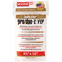 WOOSTER RR372-4 1/2 Paint Roller Cover, 1/2 in Thick Nap, 4-1/2 in L, Fabric Cover, White