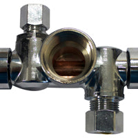 Plumb Pak K2902DHLF Dual Shut-Off Valve, 1/2 x 3/8 x 1/4 in Connection, FIP x Compression, 250 psi Pressure, Brass Body
