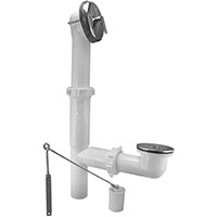 Keeney 64W-K Bath Drain, Plastic, Chrome, For: All Standard Size Tubs