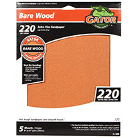 Gator 4465 Sanding Sheet, 11 in L, 9 in W, Extra Fine, 220 Grit, Garnet Abrasive, Paper Backing