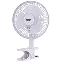 PowerZone FT-602 Clip-on Oscillating Portable Fan, 120 VAC, 6 in Dia Blade, 3-Blade, 2-Speed, 2 Speed, White