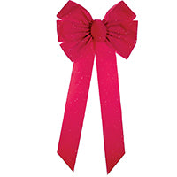 Holidaytrims 6072 Christmas Specialty Decoration, 1 in H, Glitter Bow, Velvet, Red