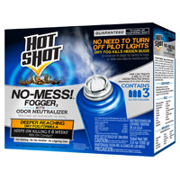 HOT SHOT No-Mess! HG-20177 Fogger with Odor Neutralizer, 2000 cu-ft Coverage Area, Light Yellow