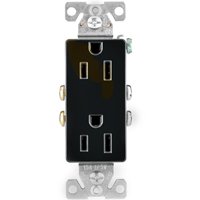 EATON Wiring 1107-9BK 15-Amp 2-Pole 3-Wire 125-Volts Decorator Duplex Receptacle, Black 1107-9BK-BOX