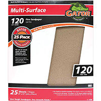 Gator 3263 Sanding Sheet, 11 in L, 9 in W, 120 Grit, Fine, Aluminum Oxide Abrasive