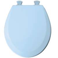 Mayfair 41EC-034 Toilet Seat, Round, Wood, Sky Blue, Twist Hinge