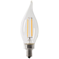 Feit Electric BPCFC40/950CA/FIL/4 LED Bulb, Decorative, Flame Tip Lamp, 60 W Equivalent, E12 Lamp Base, Dimmable