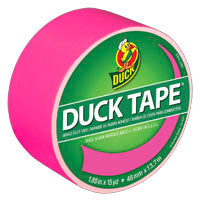 Duck 1265016 Duct Tape, 15 yd L, 1.88 in W, Vinyl Backing, Neon Pink