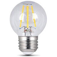 Feit Electric BPGM60/927CA/FIL/2 LED Bulb, Globe, G16-1/2 Lamp, 60 W Equivalent, E26 Lamp Base, Dimmable, Clear