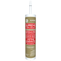 GE Supreme M90010 Adhesive Caulk, Almond, 24 hr Curing, -60 to 400 deg F, 10.1 oz Tube