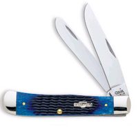 CASE 02800 Folding Pocket Knife, 3-1/4 in Clip, 3.27 in Spey L Blade, Stainless Steel Blade, 2-Blade, Blue Handle
