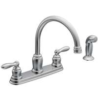Moen Caldwell Series CA87888 Kitchen Faucet, 1.5 gpm, 2-Faucet Handle, Stainless Steel, Chrome Plated, Deck Mounting