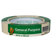 Duck 394693 Masking Tape, 60 yd L, 0.94 in W, Beige