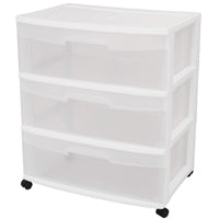 Sterilite 29308001 Drawer Cart, 3-Drawer, Plastic, 21-7/8 in OAW, 15-1/4 in OAH, 24 in OAD