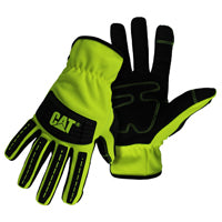 Cat CAT012250L High-Visibility Utility Gloves, Men's, L, Open Cuff, Spandex, Green