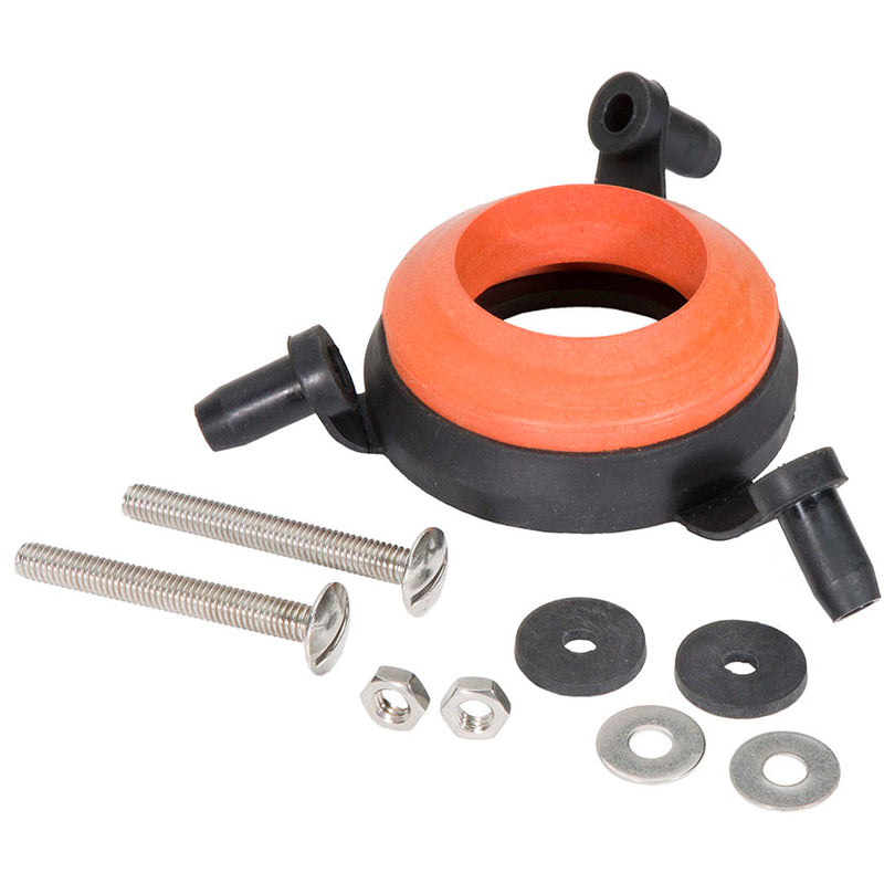FLUIDMASTER 2602G-008-P10 Universal Tank-to-Bowl Gasket System, 2 in Dia, Rubber/Stainless Steel, Black/Red