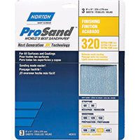 NORTON ProSand 07660768157 Sanding Sheet, 11 in L, 9 in W, Extra Fine, 320 Grit, Aluminum Oxide Abrasive