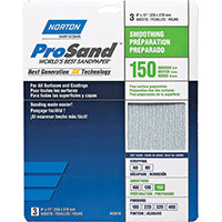 NORTON ProSand 07660768160 Sanding Sheet, 11 in L, 9 in W, Medium, 150 Grit, Aluminum Oxide Abrasive