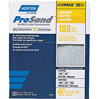NORTON ProSand 07660768168 Sanding Sheet, 11 in L, 9 in W, Fine, 180 Grit, Aluminum Oxide Abrasive, Paper Backing