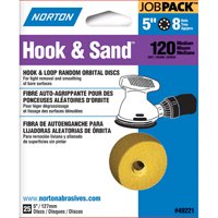 Norton 49221 5-Inch 8 Hole P120 Hook and Loop Discs, 25-Pack