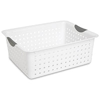 Sterilite Ultra 16268006 Storage Basket, 1.5 cu-ft Capacity, Plastic, White