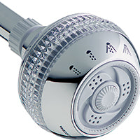 Waterpik SM-423CGE Fixed Shower Head, Round, 1.8 gpm, 1/2 in Connection, Plastic, Chrome, 3-1/4 in Dia, 3-1/4 in W