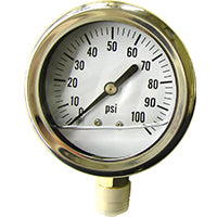 GREEN LEAF LG 100 1 PK Pressure Gauge, Liquid Filled