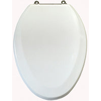 ProSource T-19WMC Toilet Seat, Elongated, MDF Molded Fiberboard, White, Bar Hinge