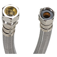FLUIDMASTER B4H18 High-Flexible Water Heater Connector, 3/4 in, FIP x Compression, Stainless Steel, Nickel, 18 in L