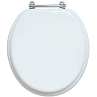 ProSource T-17WMC Toilet Seat, Round, MDF Molded Fiberboard, White, Bar Hinge