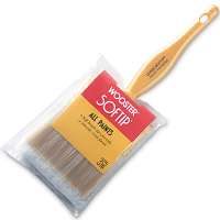 WOOSTER Q3108-4 Paint Brush, 4 in W, 3-3/16 in L Bristle, Nylon/Polyester Bristle, Beaver Tail Handle