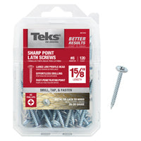 ITW Brands 21516 Series Teks, 120 Pack, 1-5/8" Lathe Sharp Point Screw, 8" x 1-5/8", Zinc Plated