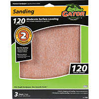 Gator 7263 Sanding Sheet, 11 in L, 9 in W, 120 Grit, Fine, Aluminum Oxide Abrasive