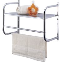 Simple Spaces BR32-CH Bathroom Rack, 11 lb Each shelf, 6.6 lb Each Towel Rack Max Weight Capacity, 1-Shelf, Metal