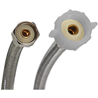 FLUIDMASTER B4T20 Toilet Connector, 1/2 in Inlet, FIP Inlet, 7/8 in Outlet, Ballcock Outlet, Stainless Steel Tubing