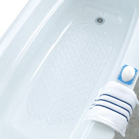 SlipX Solutions Clear Bubble Bath Mat with Microban Protection (15 x 35 Inch, Extra Long Coverage, Oval Shape, Machine Washable) 05521